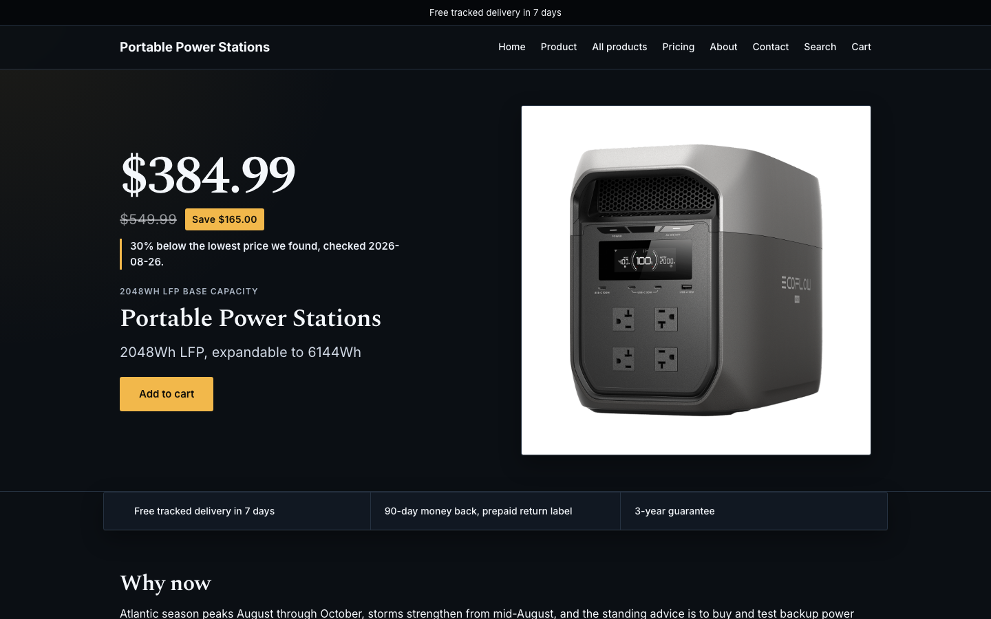 Portable power stations ahead of the Atlantic hurricane peak.